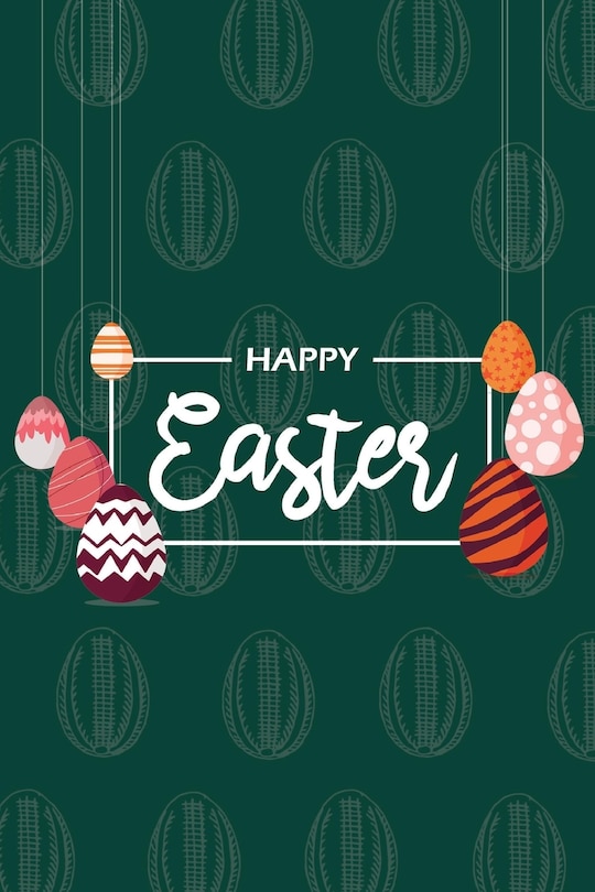 Front cover_Happy Easter Ii Notebook, Blank Write-in Journal, Dotted Lines, Wide Ruled, Medium (a5) 6 X 9 In (olive Green)
