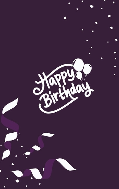Happy Birthday Notebook, Blank Write-in Journal, Dotted Lines, Wide Ruled, Medium (a5) 6 X 9 In (purple)