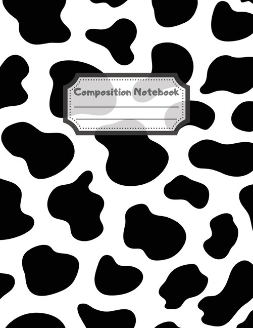 Composition Notebook: Wide Ruled Lined Paper: Large Size 8.5x11 Inches, 110 Pages. Notebook Journal: Cow Pattern Black Wo