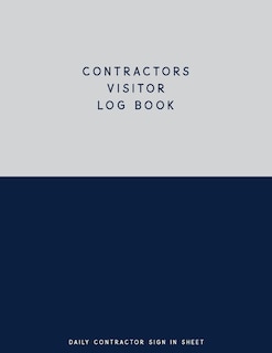 Front cover_Contractors Visitor Log Book, Daily Contractor Sign In Sheet