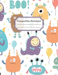 Composition Notebook: Wide Ruled Lined Paper: Large Size 8.5x11 Inches, 110 Pages. Notebook Journal: Cute Monsters Boo Wo