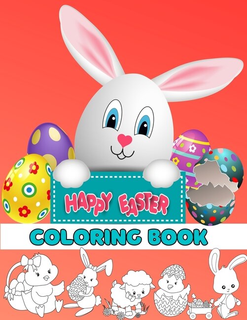 Front cover_Happy Easter Coloring Book For Kids Ages 4-8