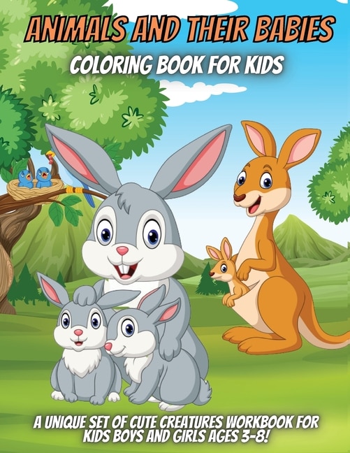 Front cover_Animals And Their Babies Coloring Book For Kids
