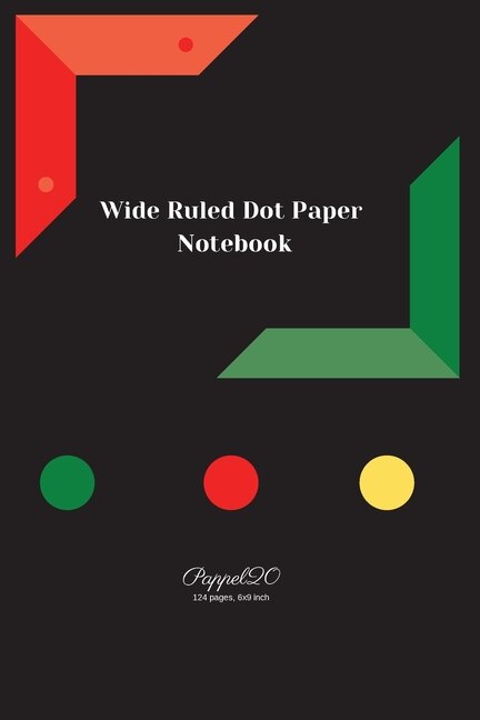 Wide Ruled Dot Paper Notebook Black Cover 124 Pages 6x9-inches