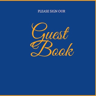 Wedding Guest Book: Blue And Gold Guest Book - Blank Unruled Pages -landscape Guest Book- Modern Paperback Guest Book-