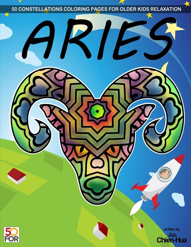 Front cover_Aries 50 Coloring Pages For Older Kids Relaxation