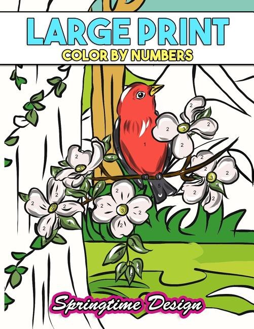 Front cover_Large Print Adult Coloring Book Color By Number