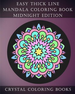 Front cover_Easy Thick Line Mandala Coloring Book Midnight Edition