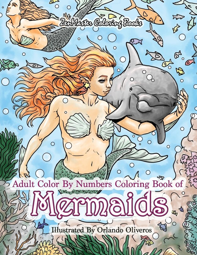 Front cover_Adult Color By Numbers Coloring Book of Mermaids