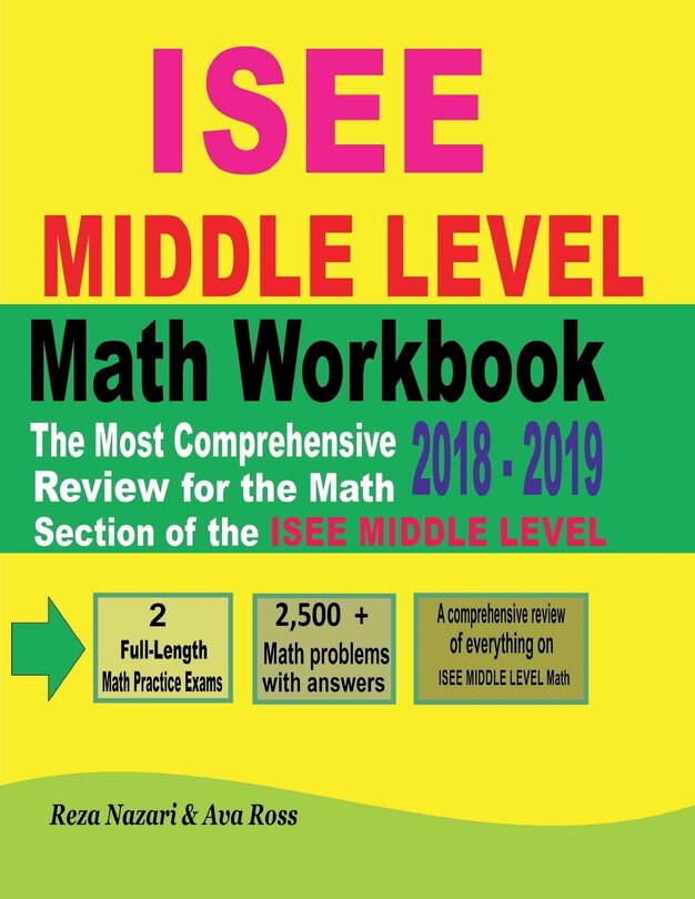 Front cover_ISEE MIDDLE LEVEL Math Workbook 2018 - 2019