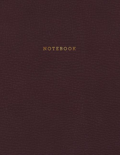 Notebook: Vintage Deep Black Leather Style - Gold Lettering - Softcover - 150 College-ruled Pages - 8.5 X 11