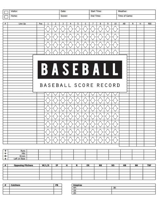 Baseball Score Record: Baseball Game Record Keeper Book, Baseball Score, Baseball Score Card Has Many Spaces On Which To R