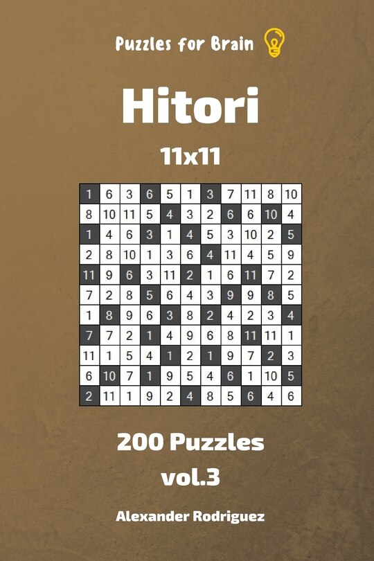 Front cover_Puzzles for Brain - Hitori 200 Puzzles 11x11 vol. 3
