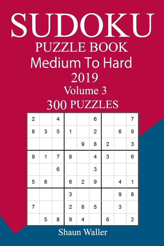 Front cover_300 Medium to Hard Sudoku Puzzle Book 2019