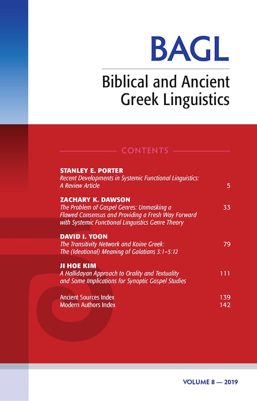 Couverture_Biblical And Ancient Greek Linguistics, Volume 8