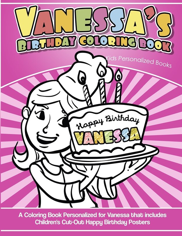 Front cover_Vanessa's Birthday Coloring Book Kids Personalized Books