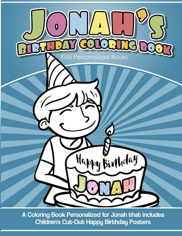 Front cover_Jonah's Birthday Coloring Book Kids Personalized Books