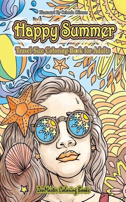 Front cover_Happy Summer Travel Size Adult Coloring Book