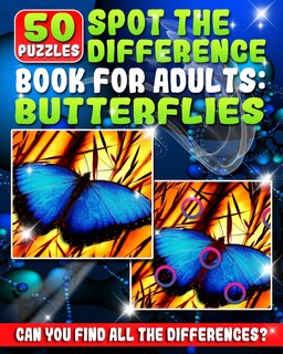Front cover_Spot the Difference Book for Adults - Butterflies