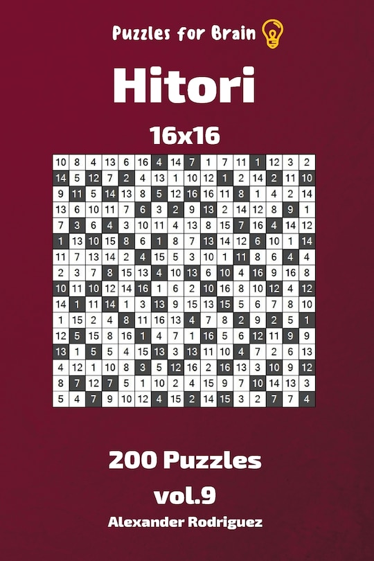 Front cover_Puzzles for Brain - Hitori 200 Puzzles 16x16 vol. 9