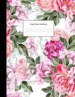 Graph Paper Notebook: Pretty Pink Floral Flowers Math Composition Book Quad Ruled 1/4 Inch (.25) Squares Graphing Paper F