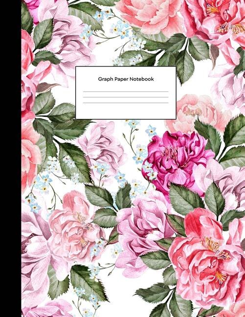 Graph Paper Notebook: Pretty Pink Floral Flowers Math Composition Book Quad Ruled 1/4 Inch (.25) Squares Graphing Paper F