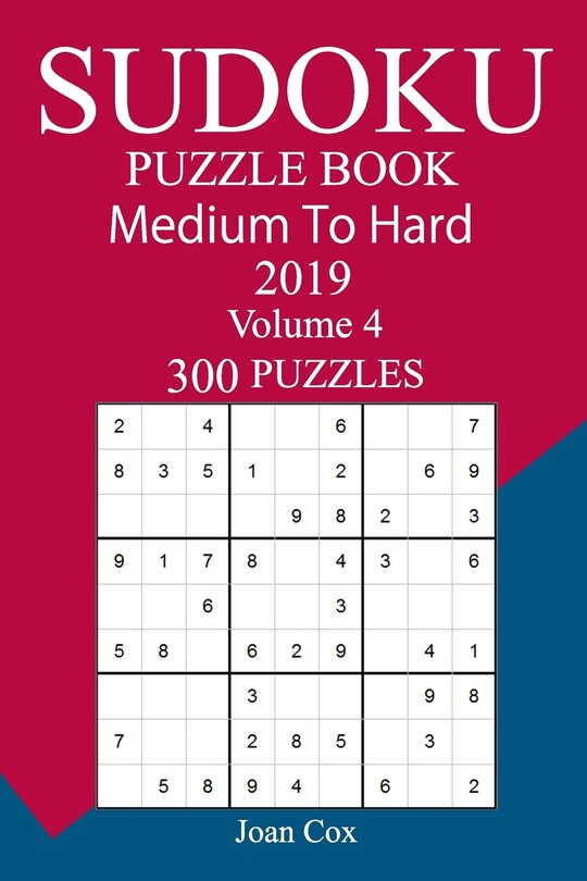 Front cover_300 Medium to Hard Sudoku Puzzle Book 2019