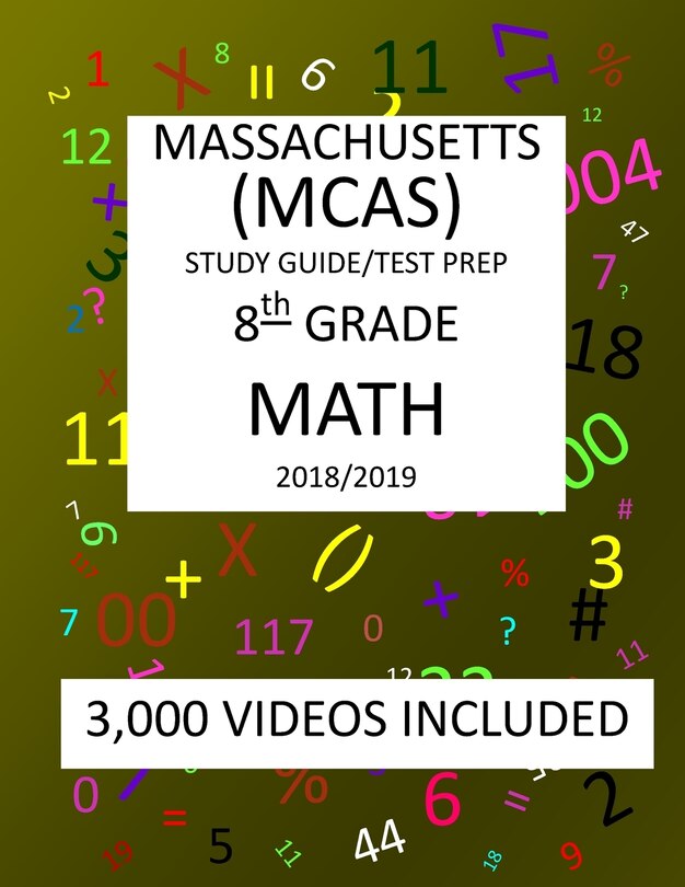 Front cover_8th Grade MASSACHUSETTS MCAS, 2019 MATH, Test Prep