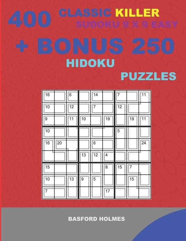 Front cover_400 classic Killer sudoku 9 x 9 EASY + BONUS 250 Hidoku puzzles