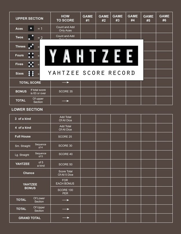 Front cover_Yahtzee Score Record