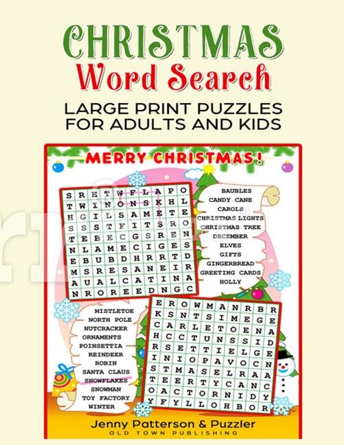 Christmas Word Search Large Print Puzzles for Adults and Kids: Exercise your Brain without Straining your Eyes. Bonus Kids Puzzles