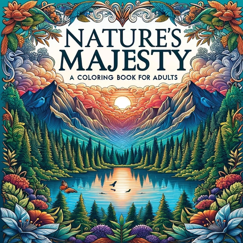 Front cover_Nature's Majesty - Animal Coloring Book for Adults