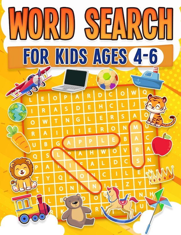 Front cover_Word Search For Kids Ages 4-6 100 Fun Word Search Puzzles Kids Activity Book Large Print Paperback