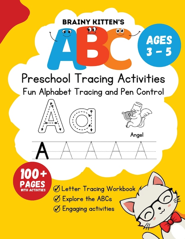 Front cover_Brainy Kitten's ABC Preschool Trace Book Ages 3-5