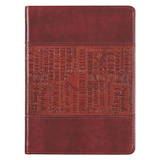 Christian Art Gifts Classic Handy-sized Journal Names of Jesus Inspirational Scripture Notebook w/Ribbon, Faux Leather Flexcover 240 Ruled Pages, 5.7 x 7, Two-tone Brown