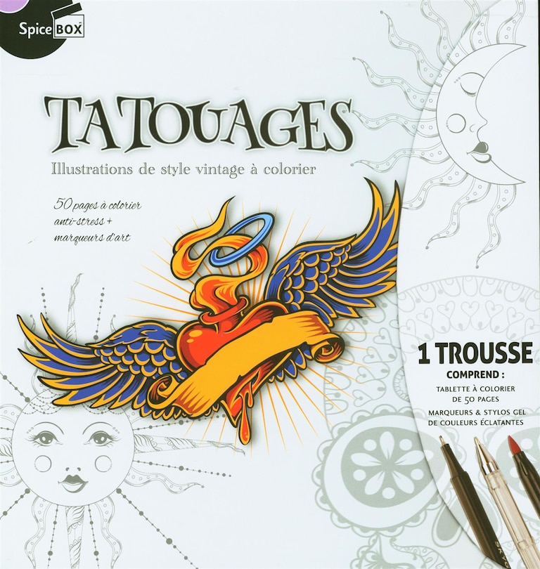 Couverture_Tatouages : Illustrations de style vintage à colorier