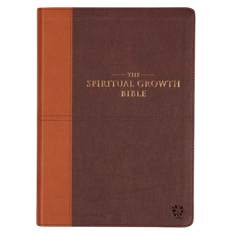 Couverture_NLT, The Spiritual Growth Bible Faux Leather, Chocolate Brown/Ginger