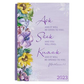 Couverture_Christian Art Gifts 2023 12-Month Hardcover Planner for Women | Ask, Seek, Knock - Matthew 7:7 Inspirational Bible Verse