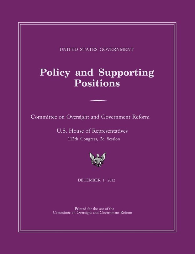 Couverture_United States Government Policy and Supporting Positions 2012 (Plum Book)