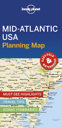 Lonely Planet Mid-Atlantic USA Planning Map 1 1st Ed.