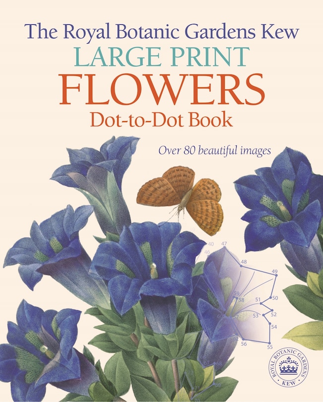 Front cover_The Royal Botanic Gardens, Kew Large Print Flowers Dot-to-Dot Book