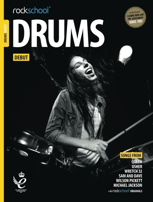 Front cover_Rockschool Drums Debut 2018+/book/online Audio