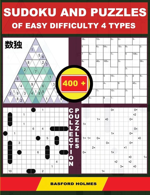Front cover_Sudoku and Puzzles of Easy Difficulty 4 Types. 400 Collection Puzzles.