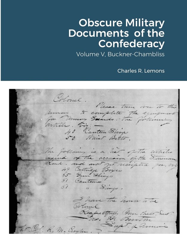 Couverture_Obscure Military Documents of the Confederacy, Volume V, Buckner-Chambliss