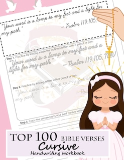 Front cover_Top 100 Bible Verses Cursive Handwriting Workbook