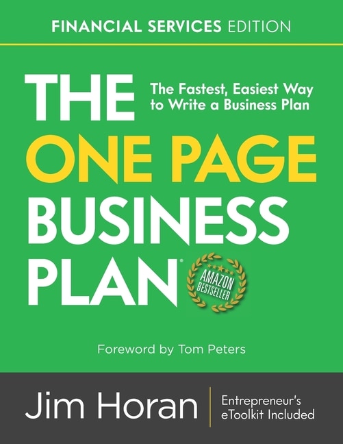 Front cover_The One Page Business Plan Financial Services Edition