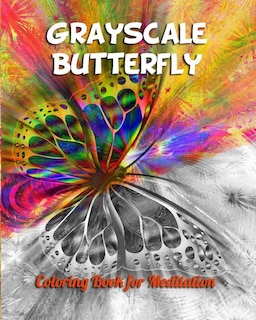 Front cover_Grayscale Butterfly Coloring Book for Meditation