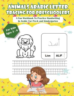 Front cover_Animals Arabic Letters Tracing Handwriting Workbook For Kids