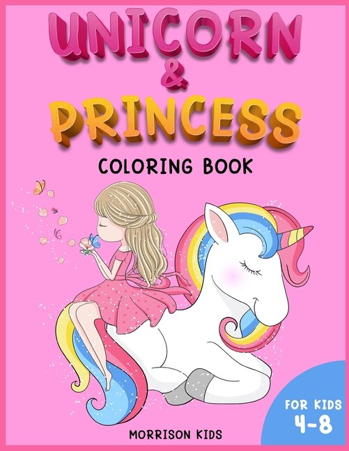 Front cover_Unicorn and Princess coloring book for kids 4-8