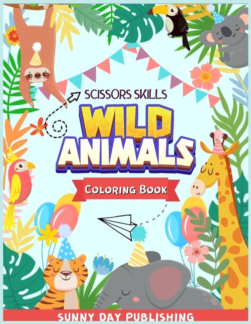 Front cover_Wild Animals Scissors skills coloring book for kids 4-8